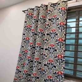 Premium Floral Waffle Curtain with Eyelet Ring | Elegant Window Curtain